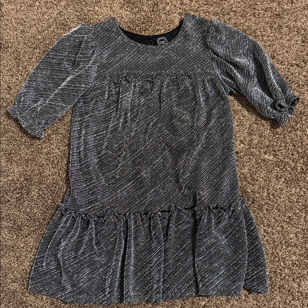 Wonder Nation Metallic Dress with Keyhole Back